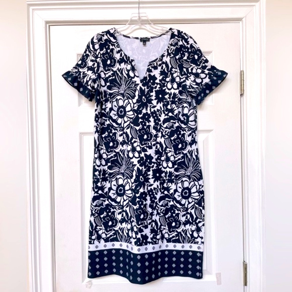 Talbots Short  Sleeve Floral Cotton Dress, Women’s Size Medium